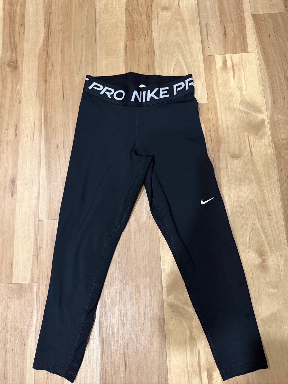 Nike Black Pro Training Leggings with White Swoosh